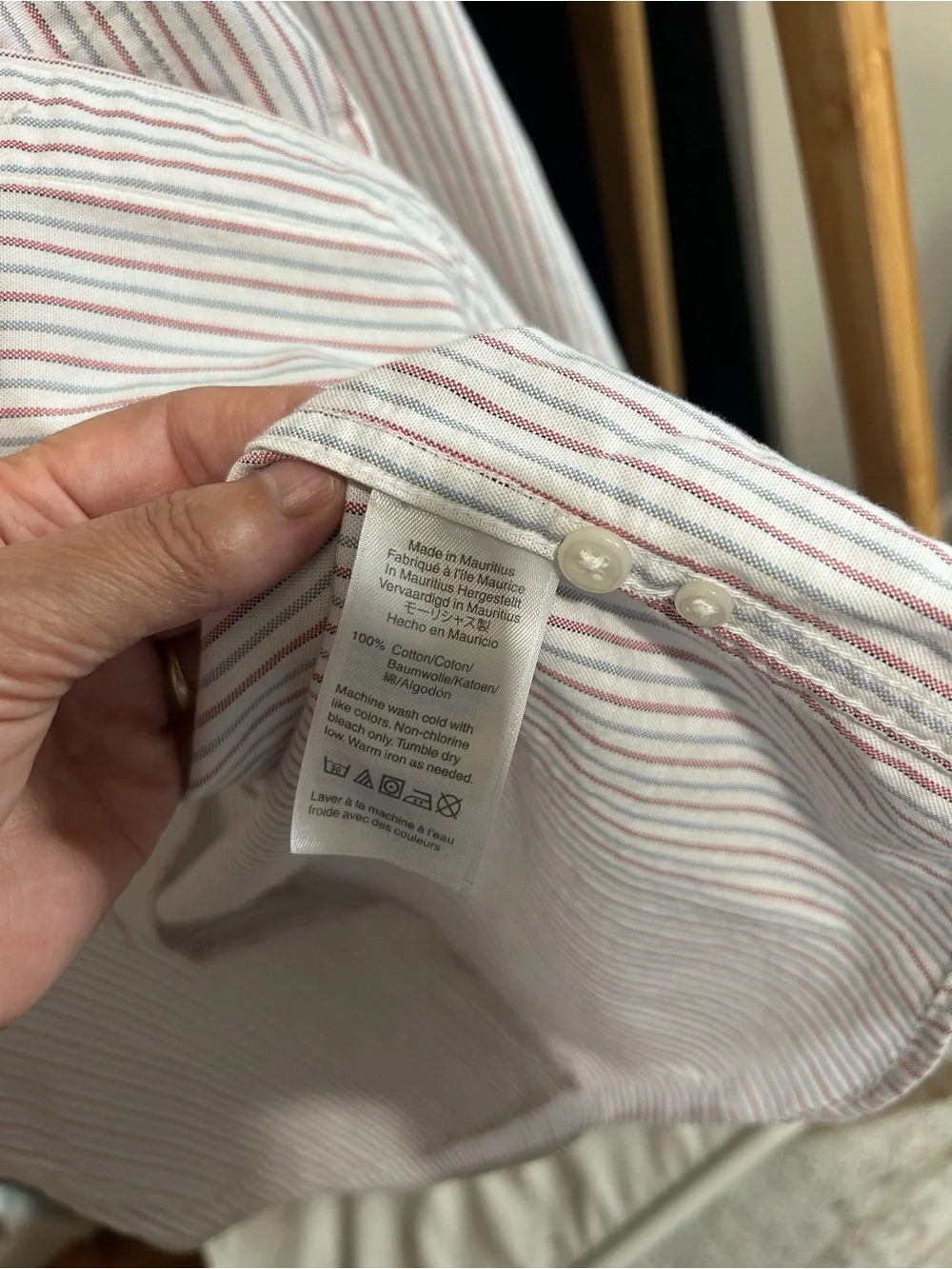 J. Crew White Button-Down Shirt with Red and Blue Stripes